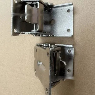 Folding furniture hinge with self-locking mechanism in multiple electroplated finishes including black bronze and matte black.