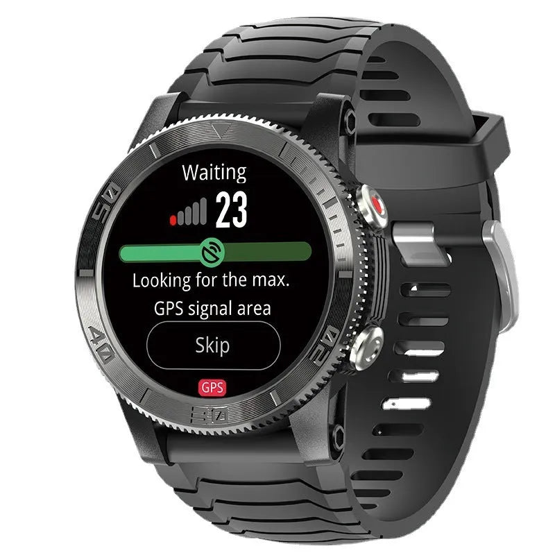 Black 48mm smart watch with GPS, heart rate, stress and compass, 22mm band and ABS alloy dial
