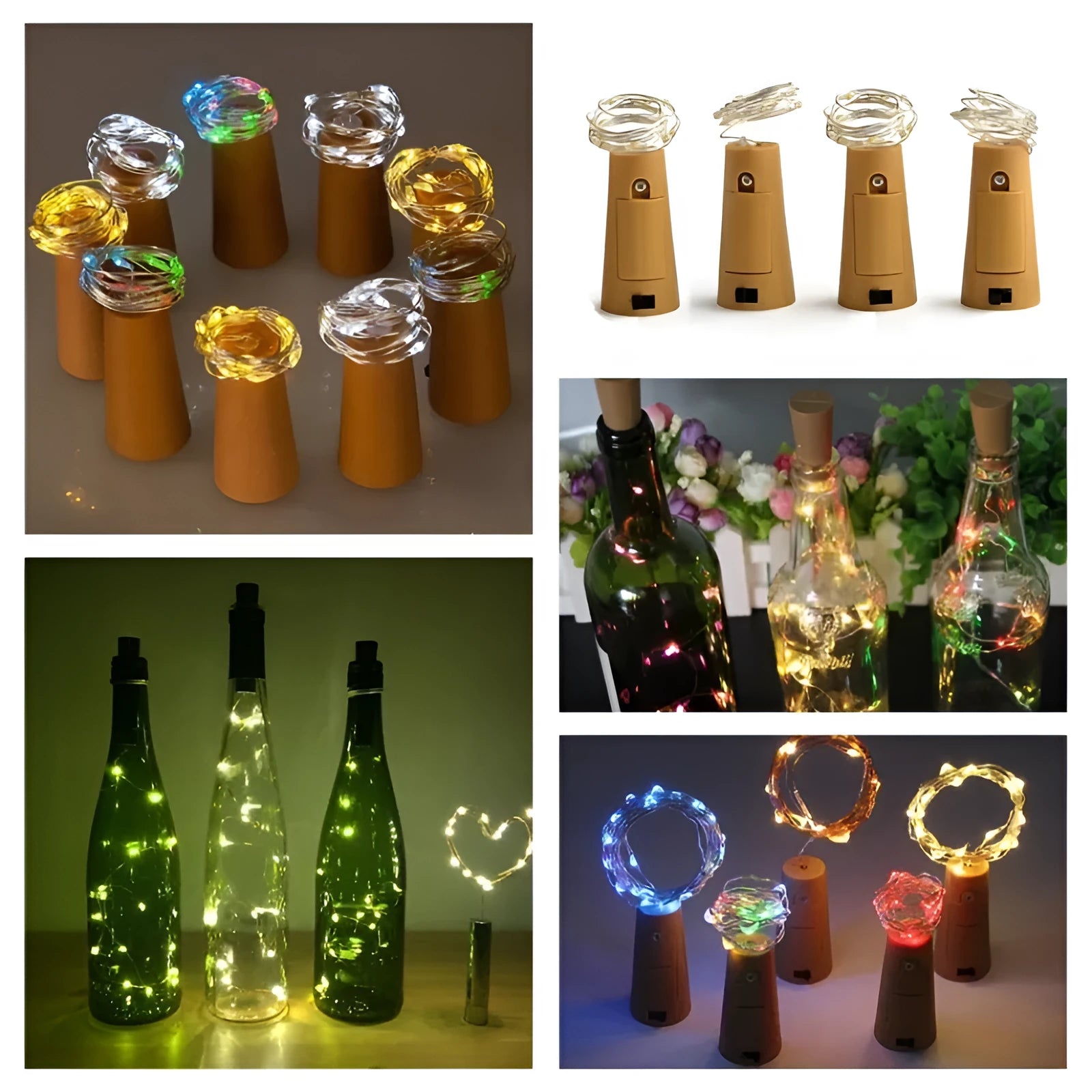 Flexible silver wire LED string light with bottle stopper for wine bottle decoration