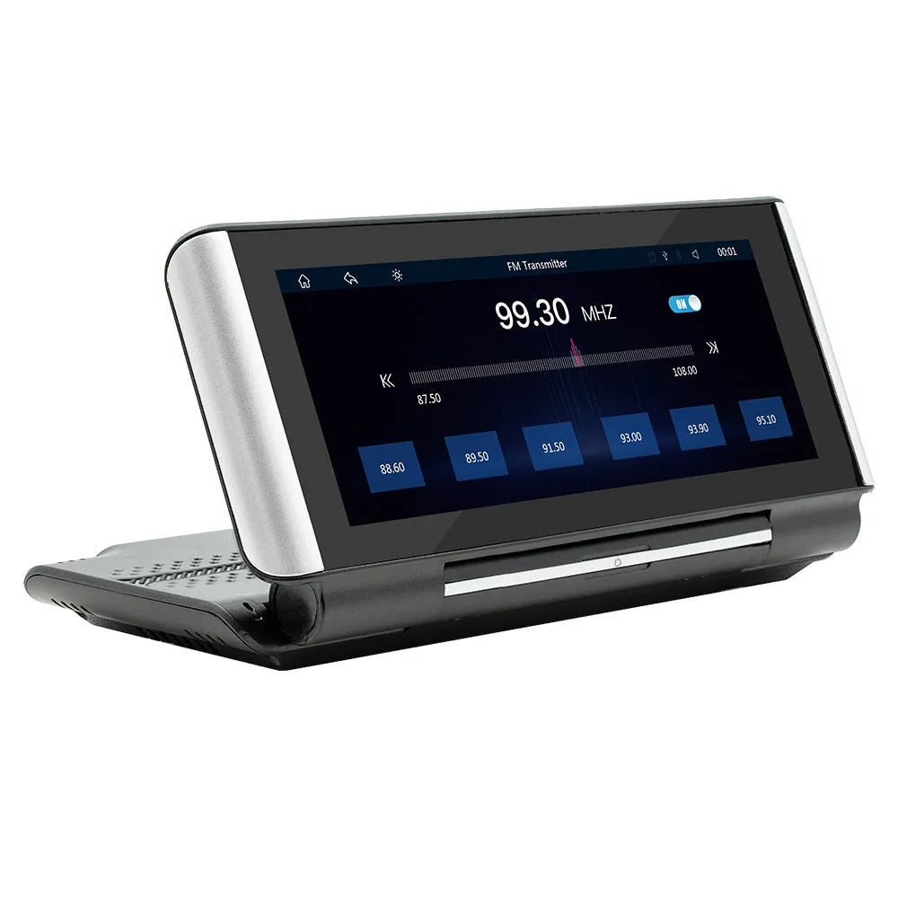6.86 inch black car MP5 player dashboard screen with Wireless CarPlay and reversing camera input ports.
