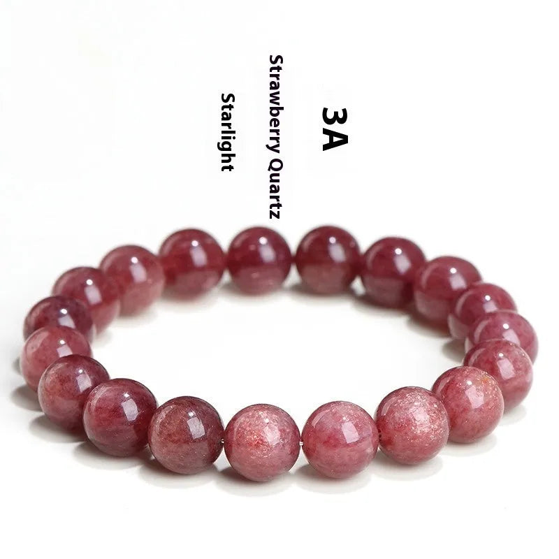 Natural strawberry quartz crystal bracelet with cherry red colour and geometric beads
