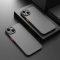 Frosted hard iPhone case with fine hole pattern and full camera lens cover in dark night green.