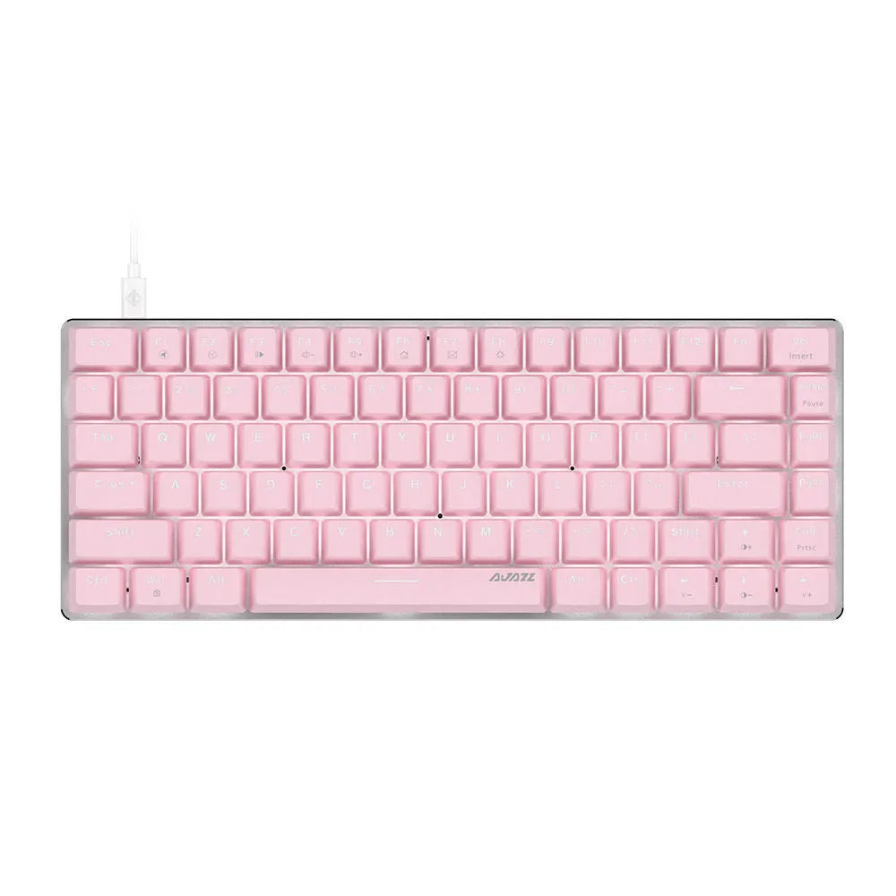 White backlit mechanical keyboard with 82 keys and metal construction