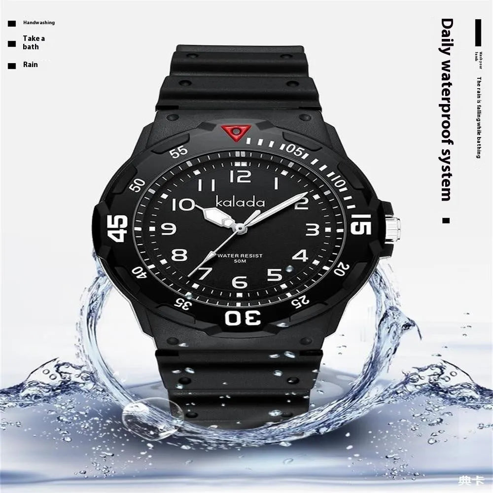 Men's sports luminous pointer quartz watch, casual style, black and blue colour option