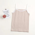 Girls' simple pure cotton lace vest in white with bow detail, suitable for height 100-150cm