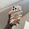 TPU soft solid colour wave pleated anti-fall phone case for iPhone, electroplated finish, multiple colours