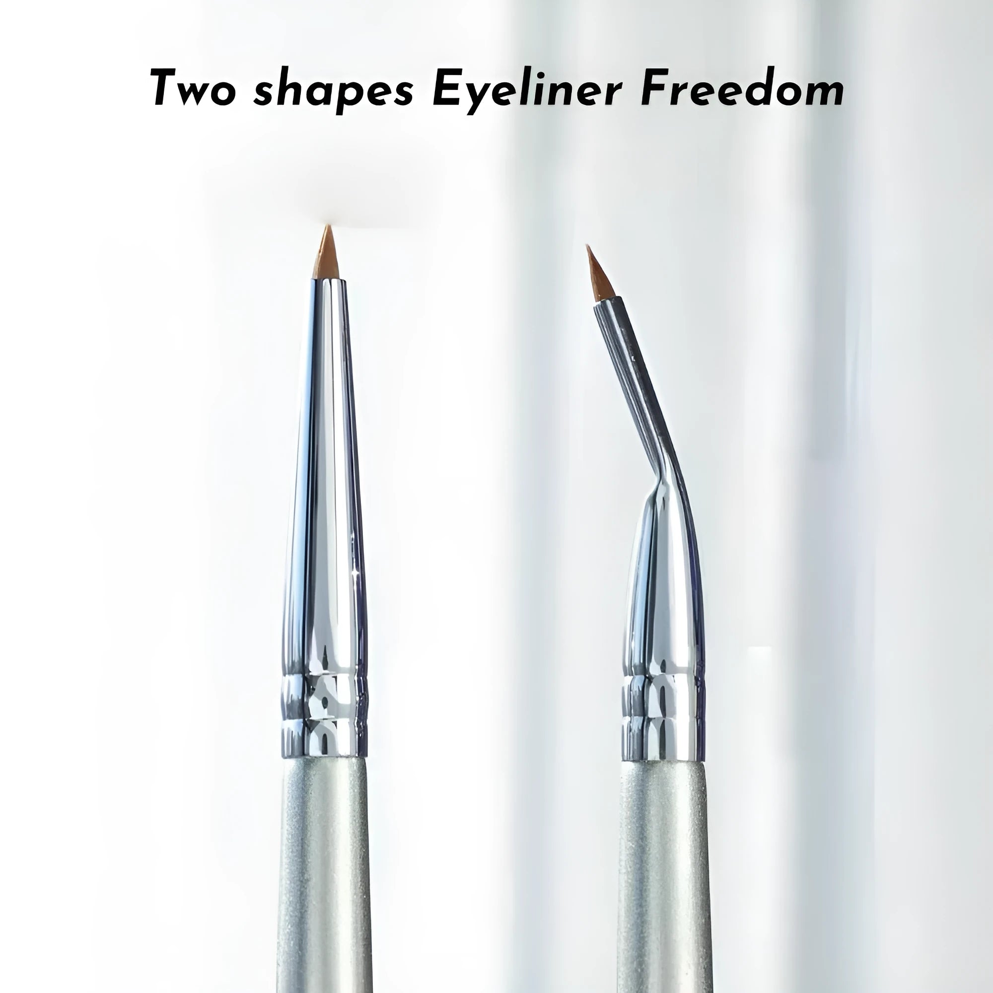 Angled bend head eyeliner brush with wooden handle for under eye and tear trough makeup application