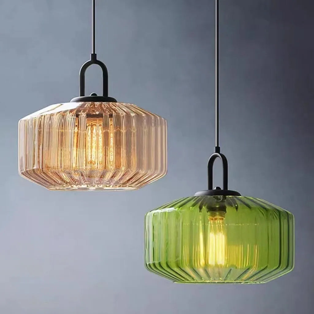 Stained glass chandelier in green, amber or purple with 4W warm light, 220V modern simplicity ceiling light