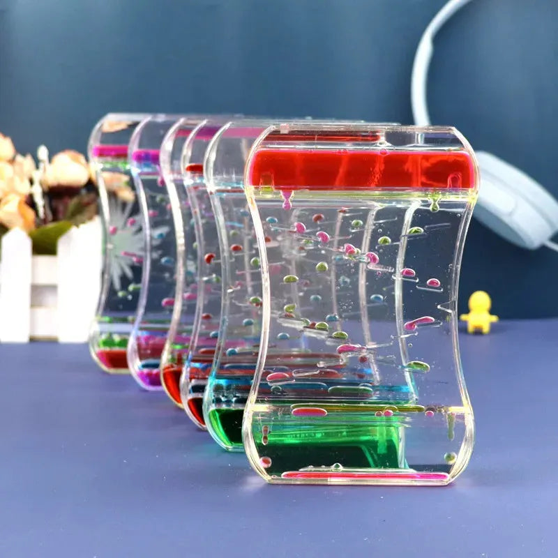 Creative Cruise fluid liquid quicksand timer in blue green, handmade resin desk ornament