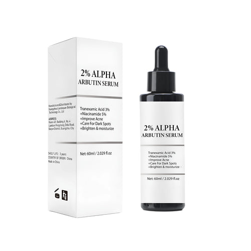 Alpha-arbutin facial care solution bottle with 60ml content and 38mm width