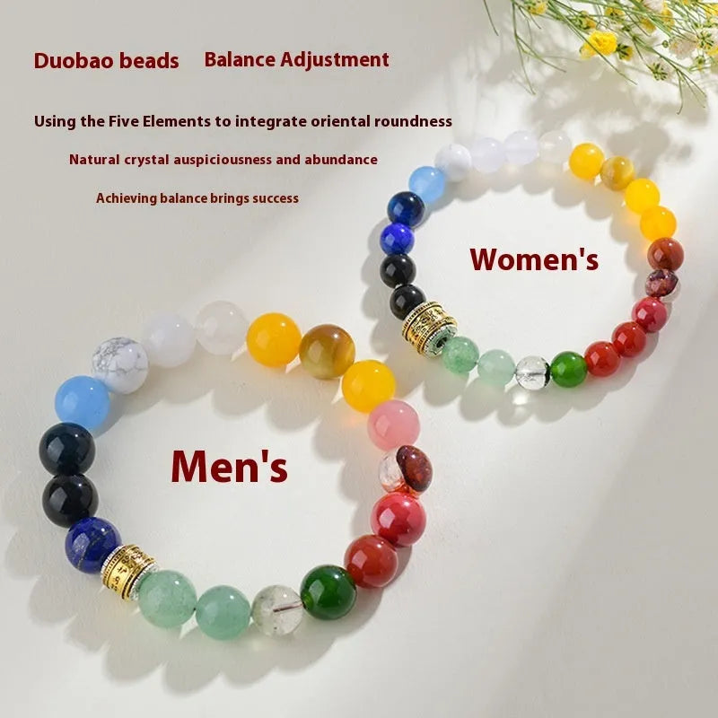 Crystal five elements Duobao bracelet for men and women geometric shape round elements