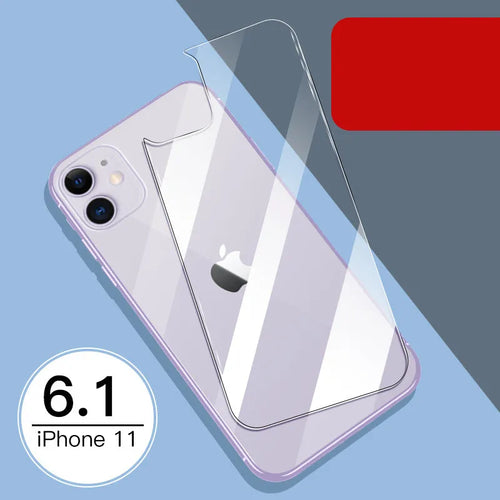 iPhone 11 Pro Max tempered glass screen protector with rear film showing 10D explosion-proof edges.