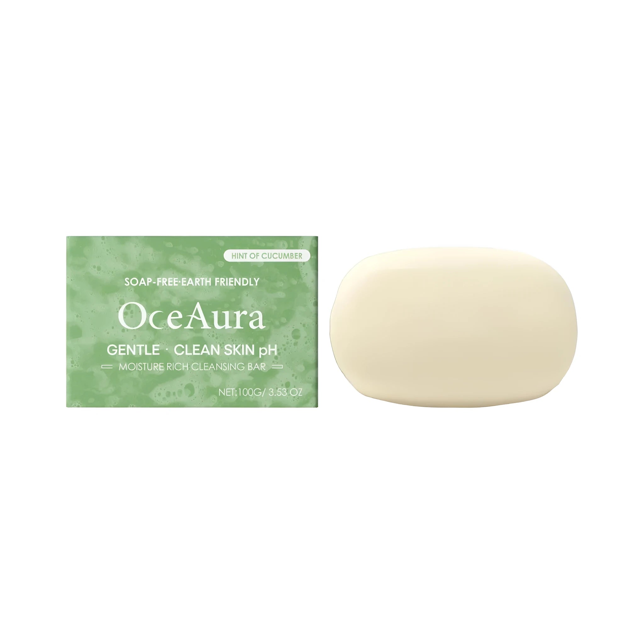 Gentle Cleansing Soap 100g bar with cucumber fruit extract, stearic acid, and coconut-derived surfactants