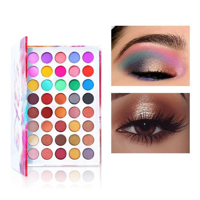 8-shade shimmer matte eye shadow in purple, blue, black, caramel and peacock blue, EP40