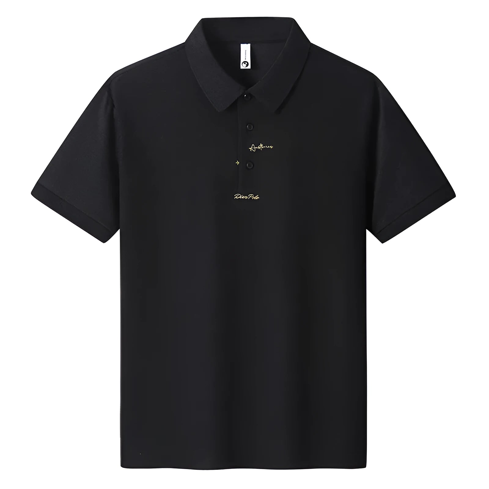 A man's loose-fit casual cotton t-shirt with a letter print, shown in one of six available colours.