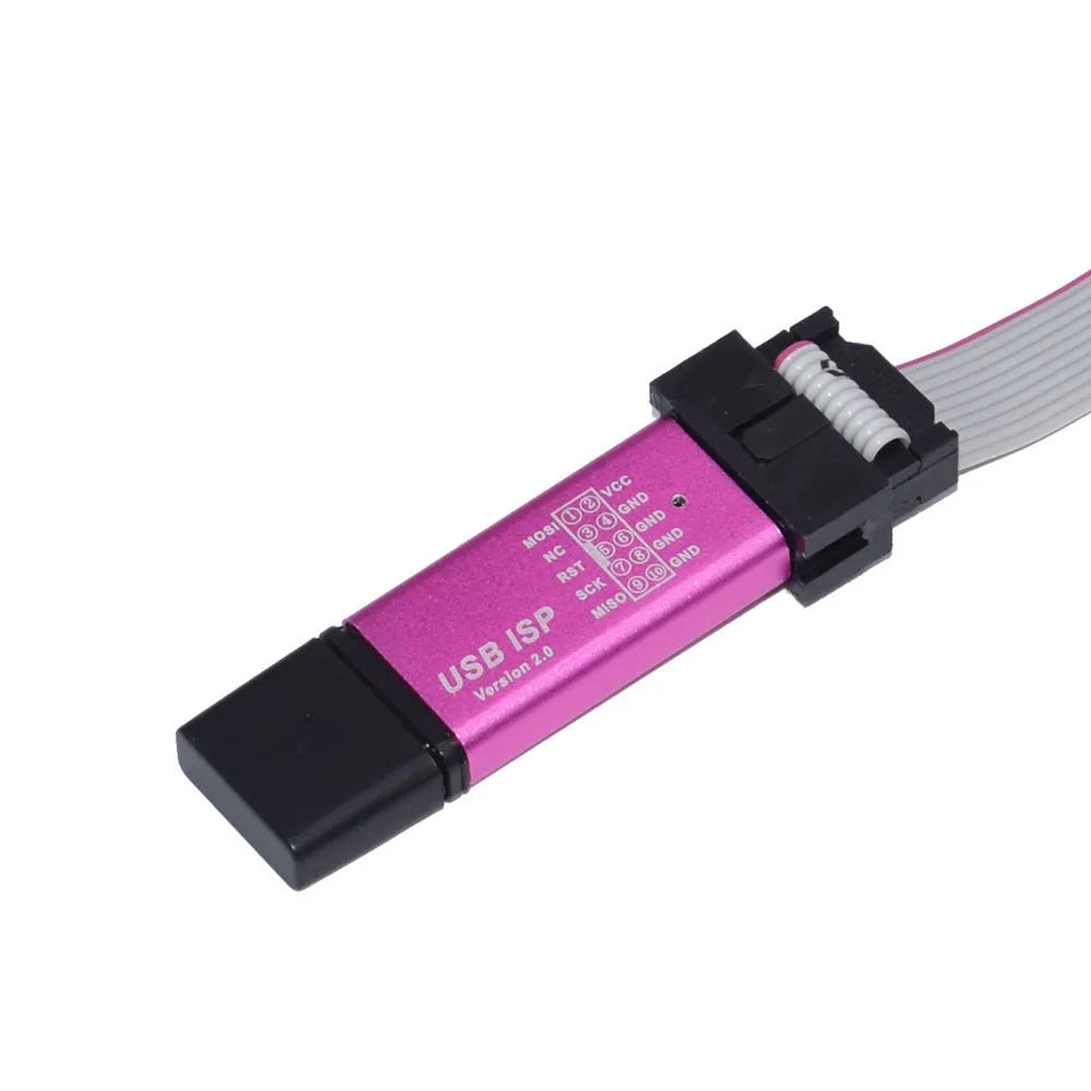 USB ISP programming burner with shell, IDC10 interface and 500mA fused fuse for 51 single chip microcomputer and AVR chips