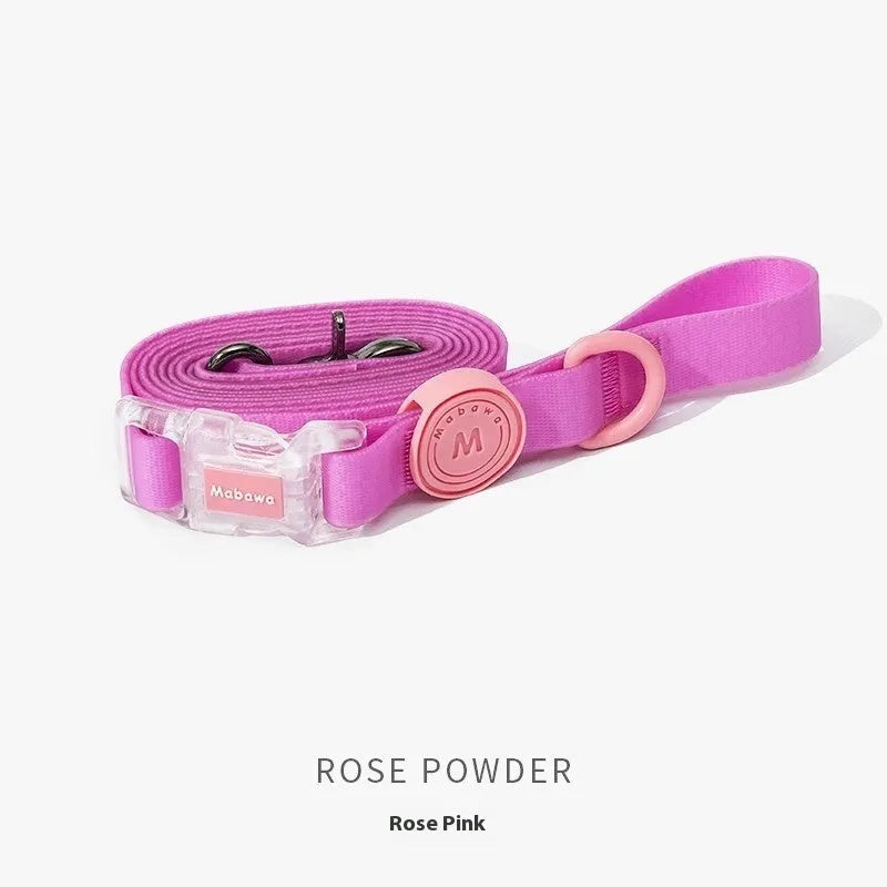 Nylon dog leash and collar set in choice of four colours with hand-holding rope.