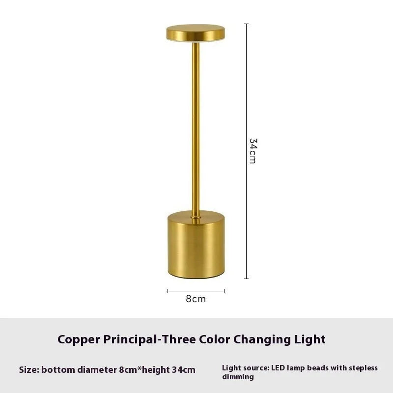 LED rechargeable small night lamp with three colour charging, I-shaped table lamp in five colour options