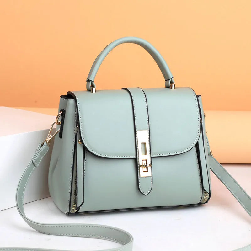 Women's square vertical messenger bag in soft PU leather with adjustable shoulder strap