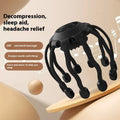 USB rechargeable head massager with multiple silicone vibrating claws in black colour