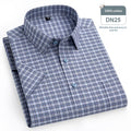 Men's pure cotton short-sleeved Oxford check shirt in plaid pattern, cardigan style front, multiple colour options