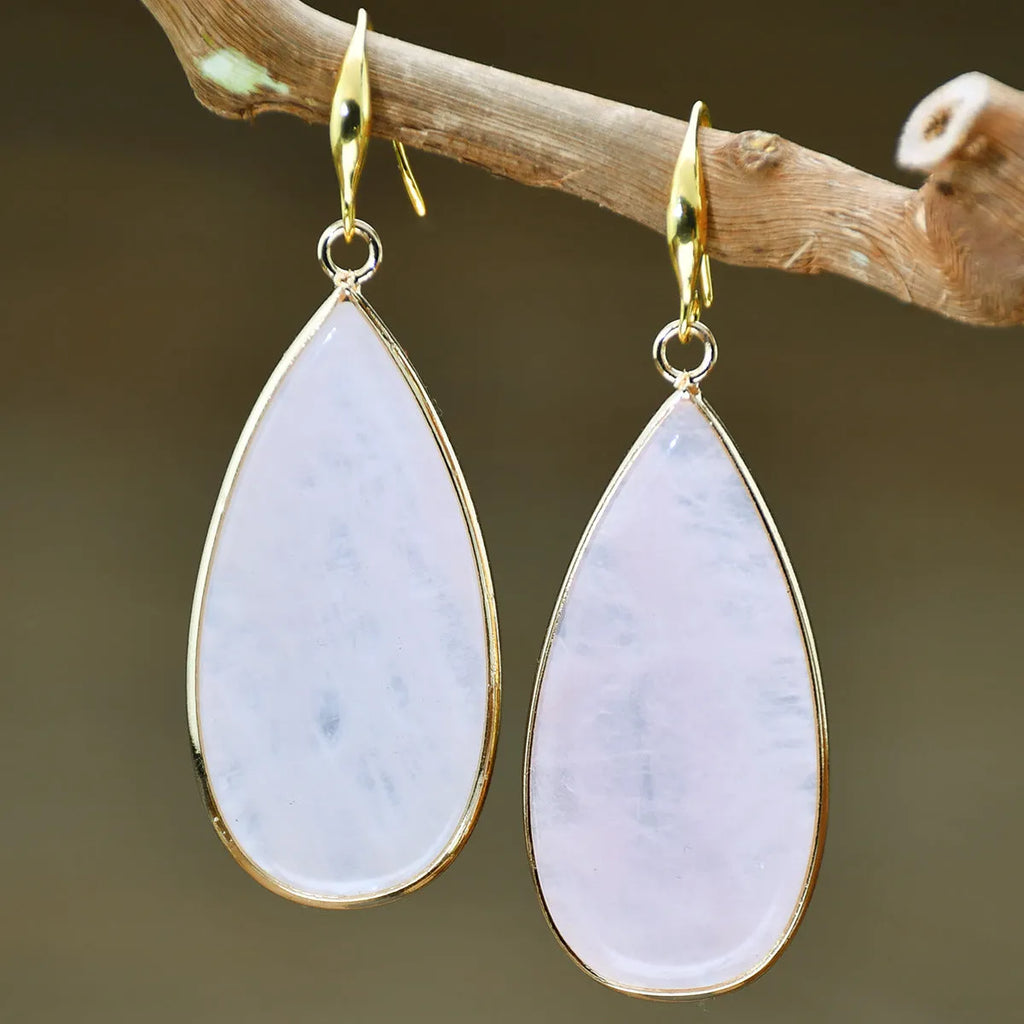 Handmade vintage stone drop earrings in Tigereye, amethyst and crystal colours