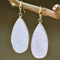 Handmade vintage stone drop earrings in Tigereye, amethyst and crystal colours