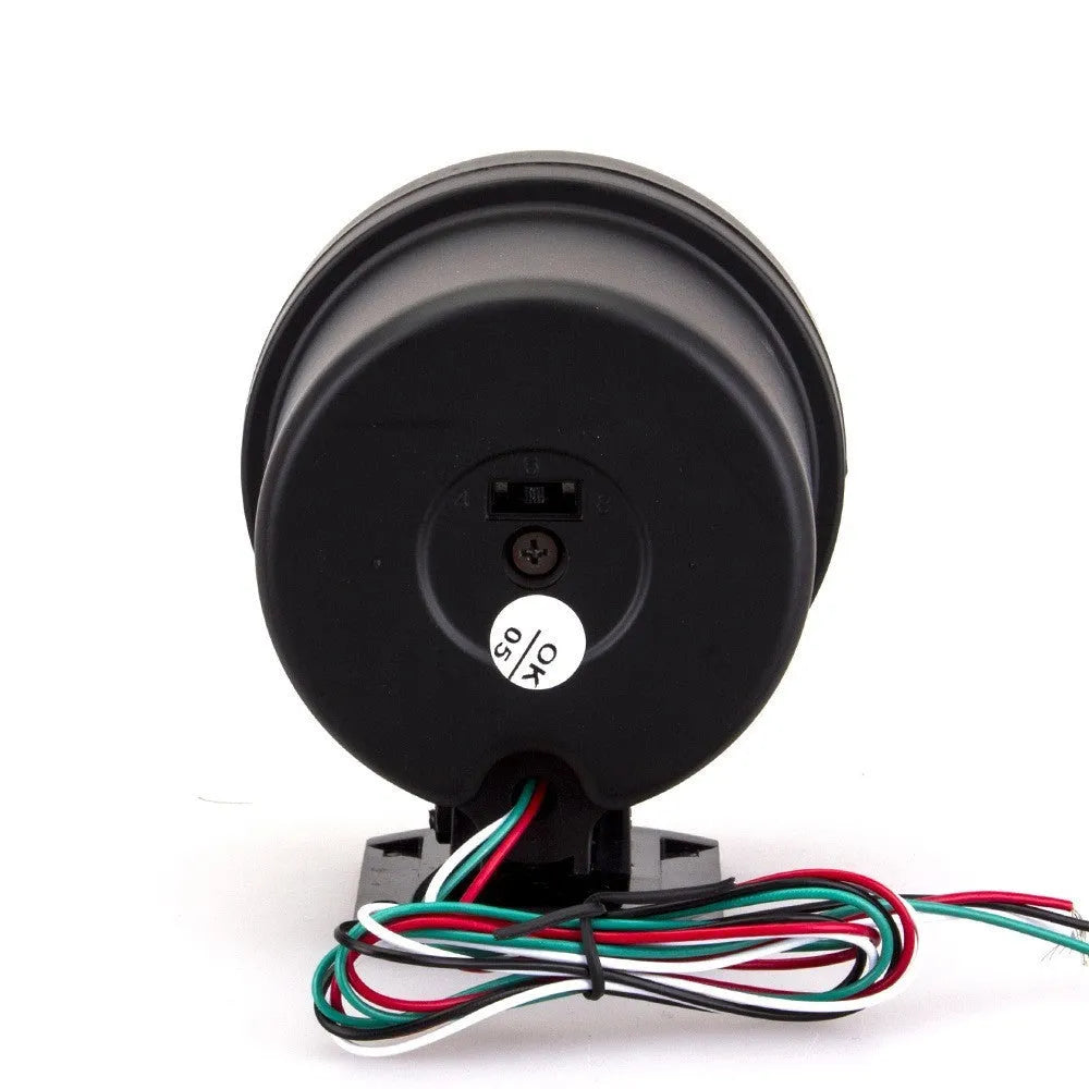 Black automotive tachometer with blue light pointer display for RPM measurement