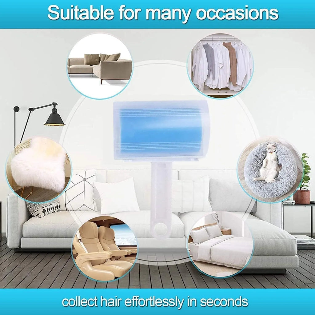 Washable reusable lint roller with protective cover for pet hair removal from fabrics