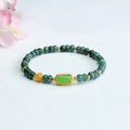 Natural stone blue water jade and topaz bracelet with geometric design and electroplated finish