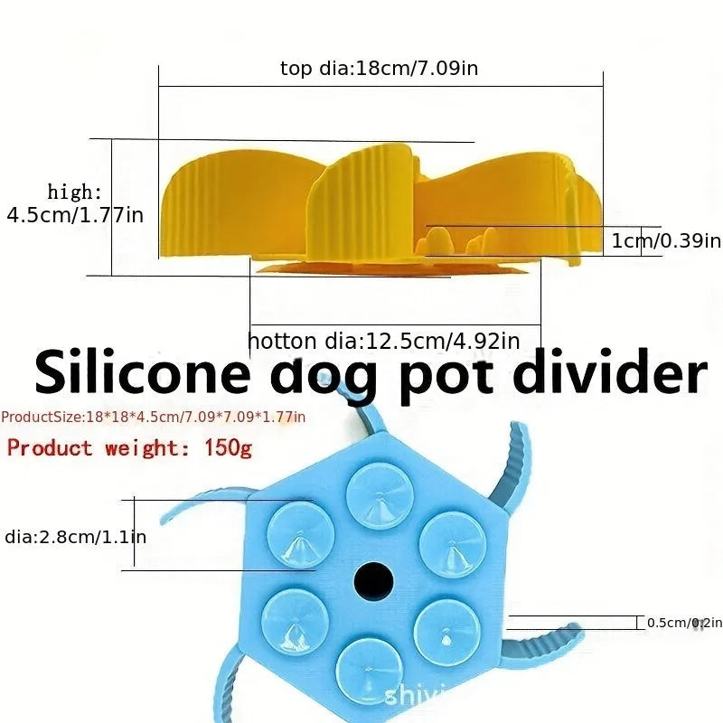 Blue silicone pet slow feeder licking pad with suction cup base for dogs and cats.