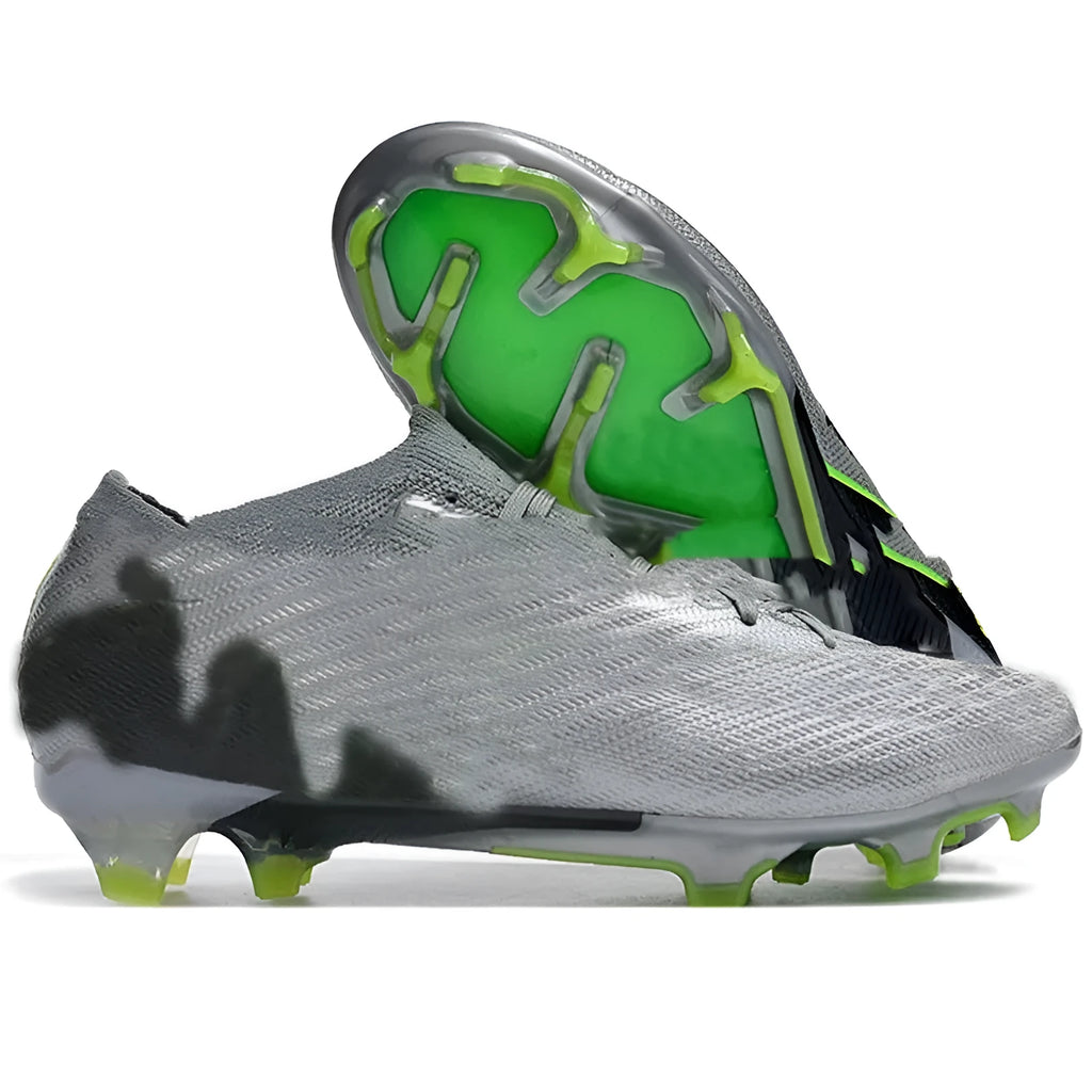 Men's low-top football shoes with knitted upper, FG studs, and a front lace-up closure.