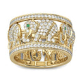 Full diamond elephant fashion ring in alloy with electroplated finish showing detailed animal motif