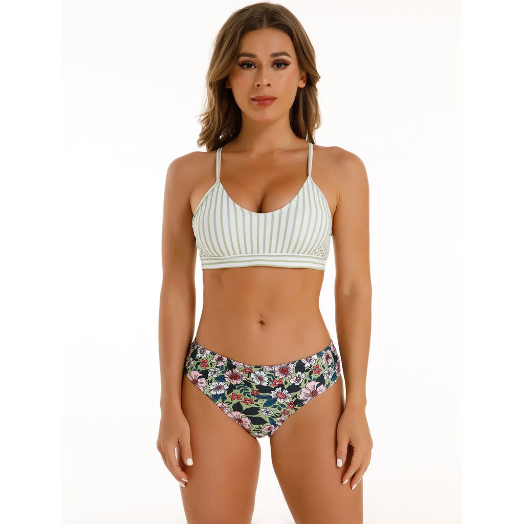 Women's bikini split swimsuit with multiple wearing methods in picture colour