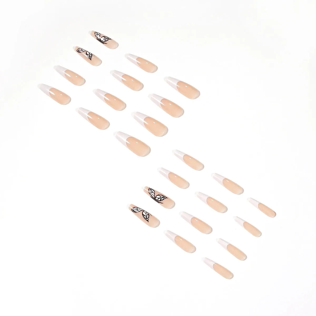 White French butterfly fake nails, 24-piece press-on set, colour JP1398, 18g box