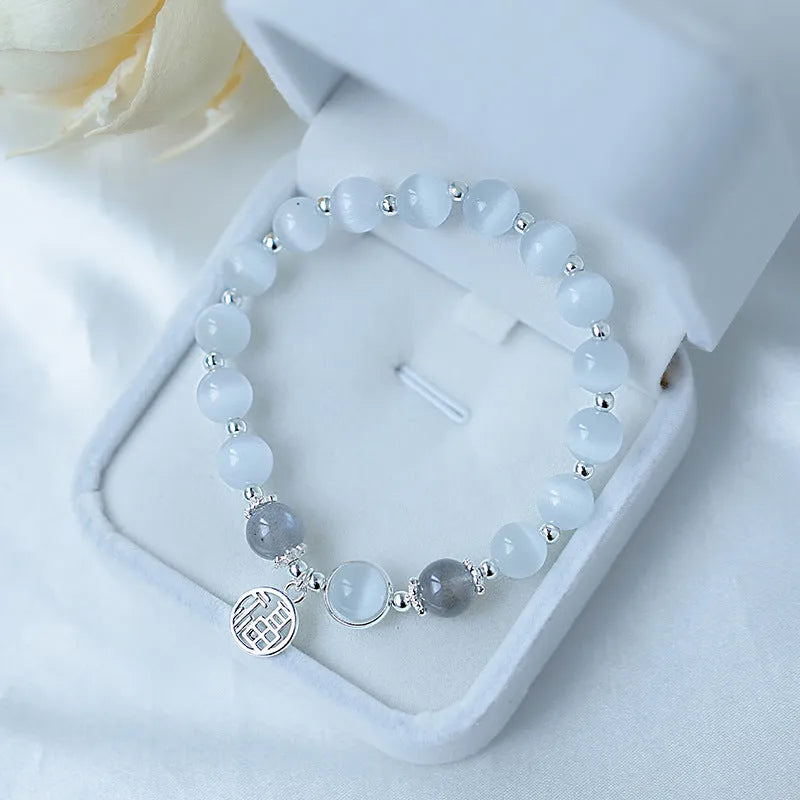Electroplated opal beaded bracelet for women with diamond-shaped beads in various colours