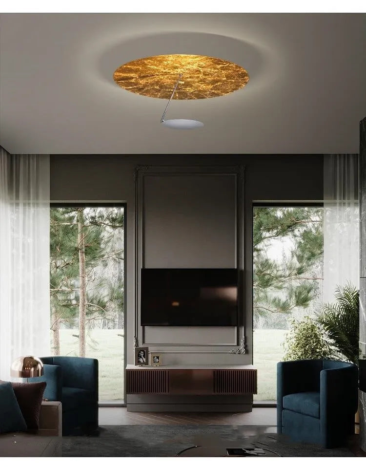 White and gold modern art chandelier ceiling light with integrated LEDs and iron shade