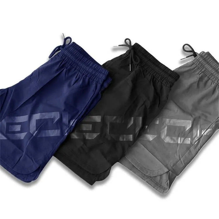 Men's elastic thin training running shorts in knee-length design with quick-drying fabric