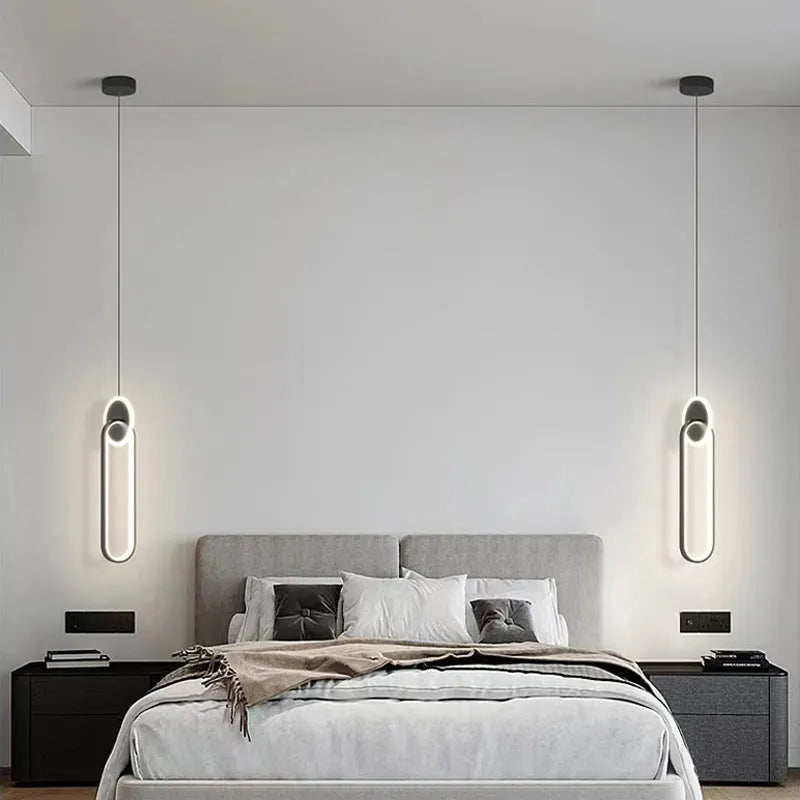 Nordic double ring fish chandelier pendant lamp in black aluminium alloy with LED light source
