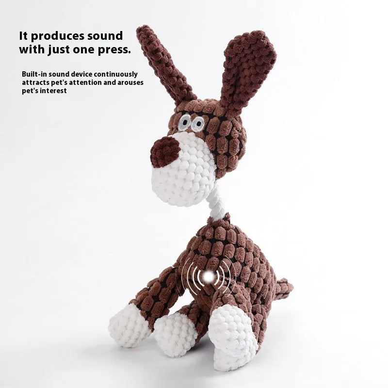 Plush pet chew toy for puppies in a selection of character styles including donkey, duck, and elephant.
