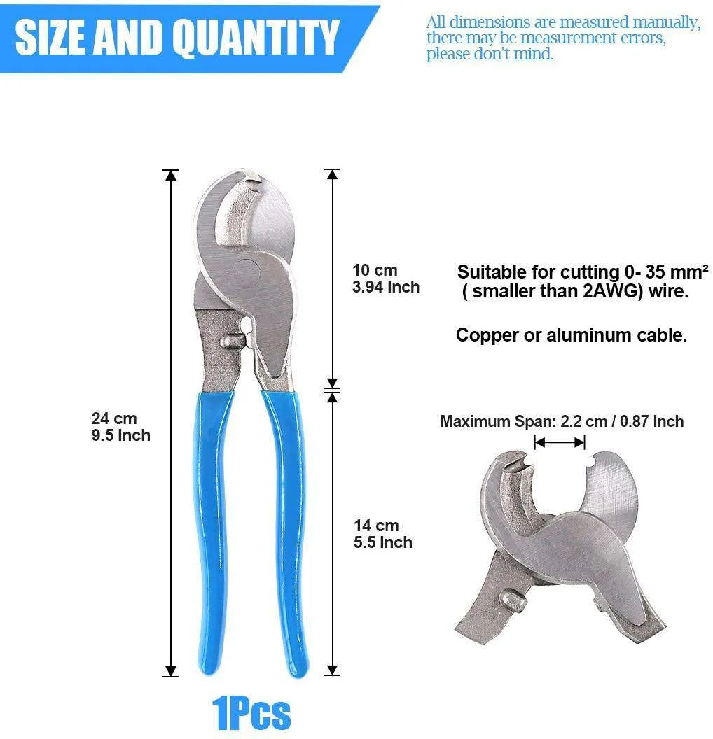 HX-50B aluminium handle crimping pliers with integrated large head cable cutter on a workbench.