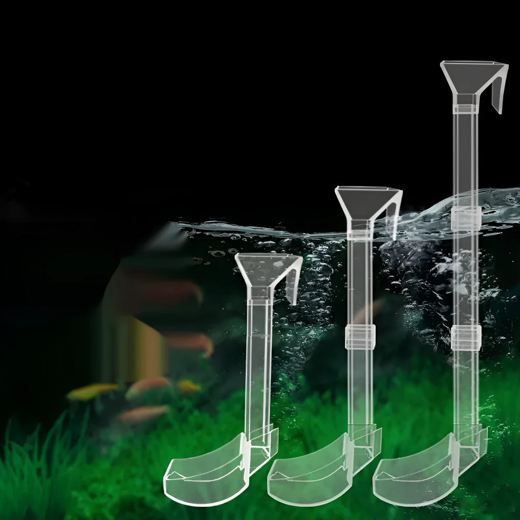 Plastic aquarium feeding tube set with cleaning brush and spoon in three lengths: 17cm, 28cm, and 38cm.