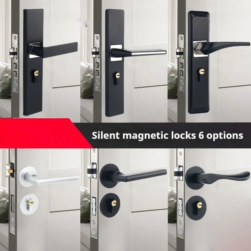 Aluminium alloy magnetic door lock handle for timber doors with multiple style options
