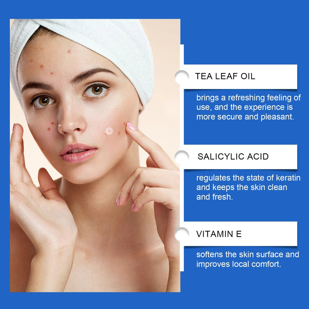 Pack of 216 round hydrocolloid acne patches for facial skincare with tea tree oil and vitamin E.