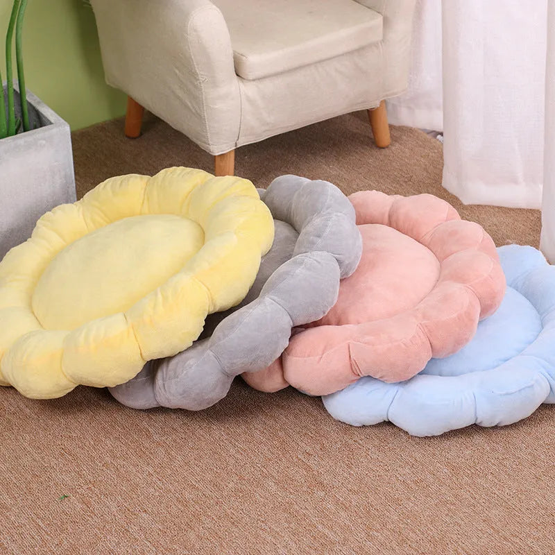 50x50 cm half-surrounded pet bed in blue with plush fabric for dogs and cats