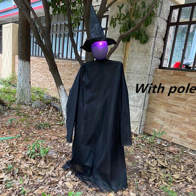 Halloween hanging ghost decoration with red flashing eyes and support tubes