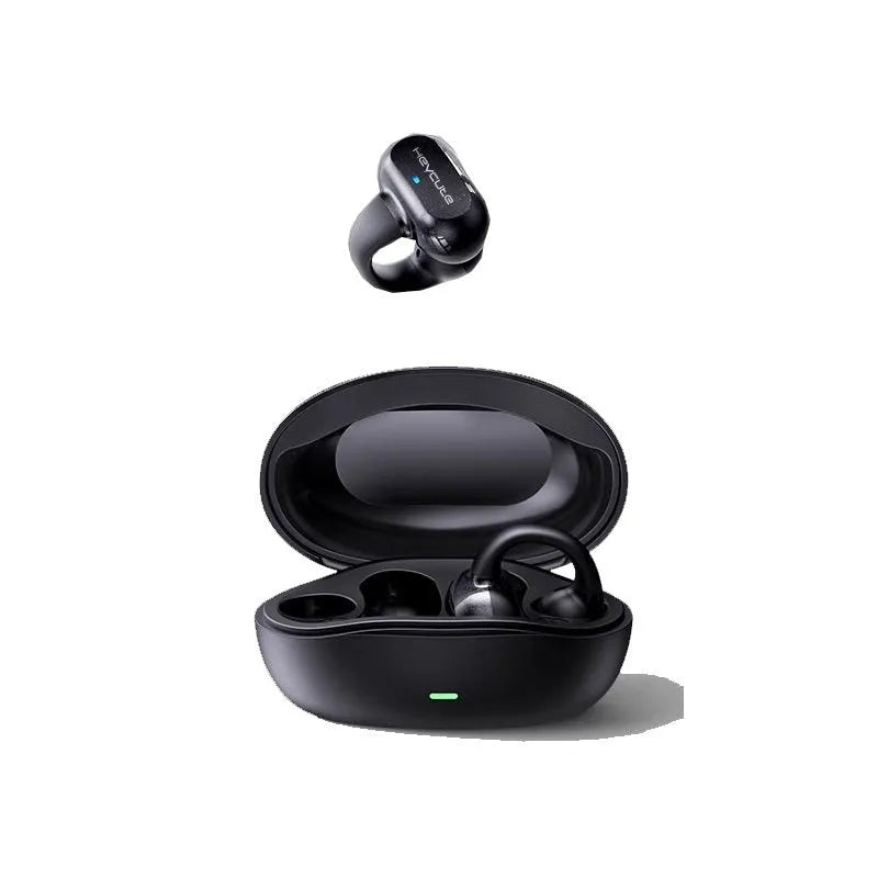 Clip-on Bluetooth wireless headset in Moon White and Obsidian Black, PC ABS, 10m range