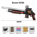 48cm sliding loaded throw shell soft elastic toy model in Laifu Gold or Brown plastic, with sight, magazines, soft bullets and cartridge cases