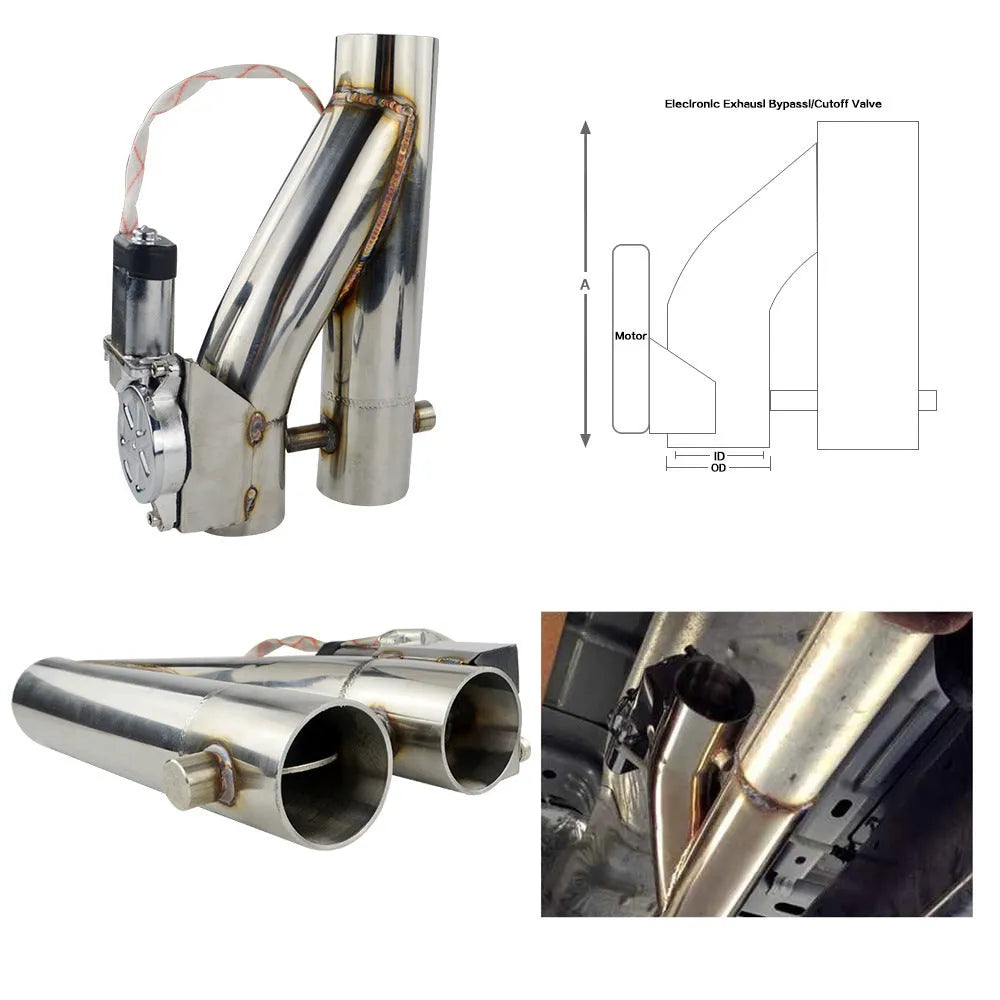 Electronic dual valve exhaust cut out in 304 stainless steel with CNC flange for 2.5 and 3 inch car exhaust piping