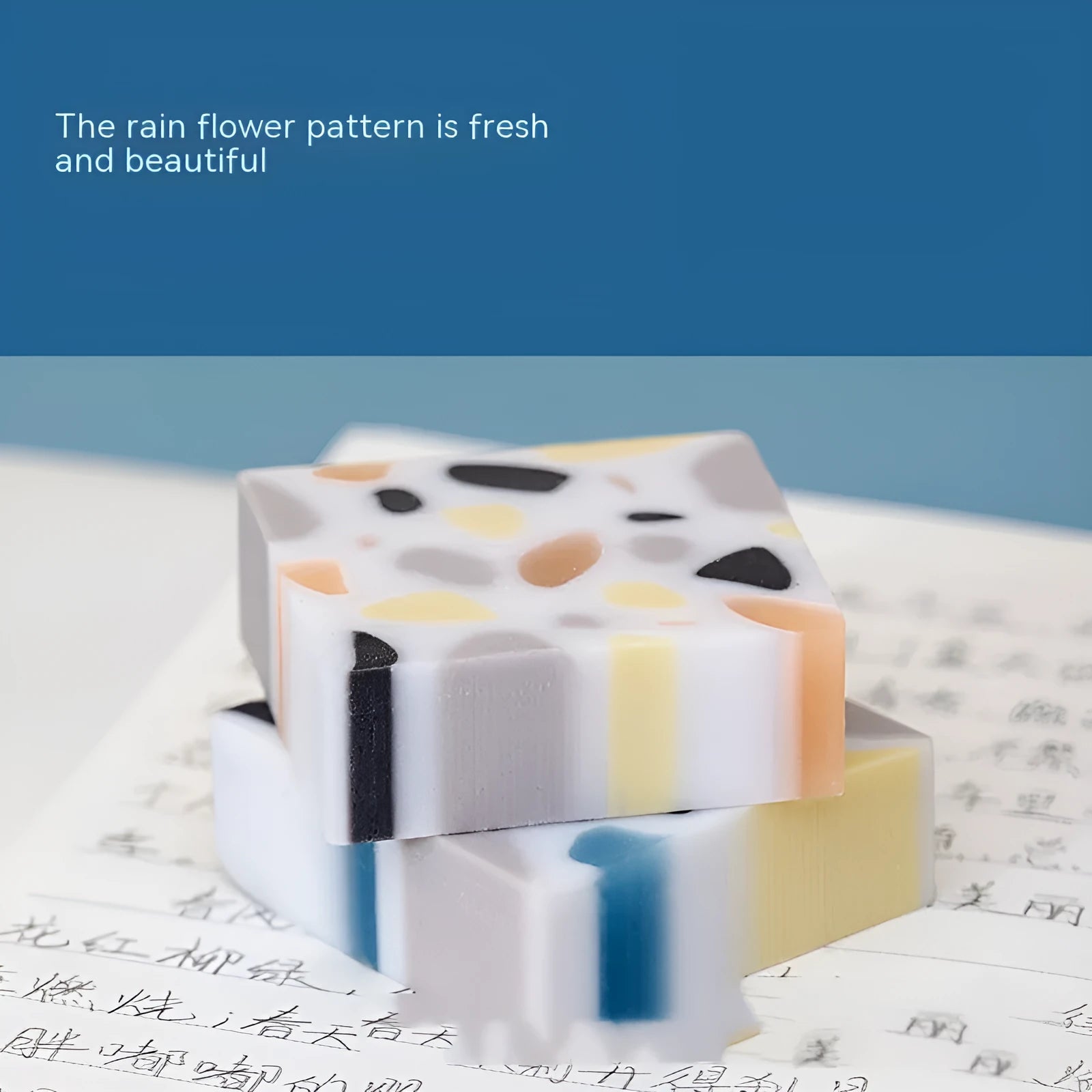 White rubber brick eraser with super clean traceless design for pencil marks